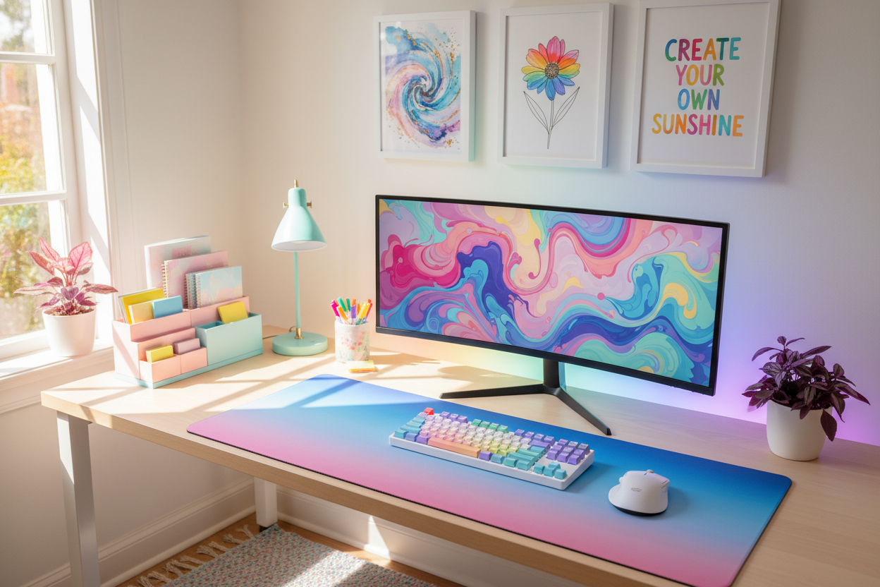 Aesthetic Desk Setup & Stationery