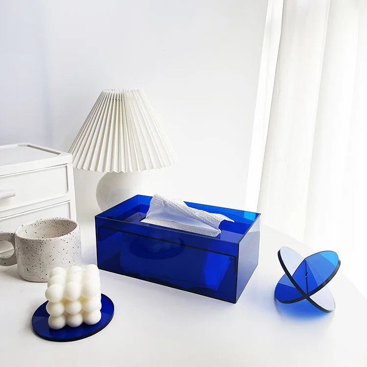 Iridescent Acrylic Tissue Box Holder Dispenser for Facial Tissue, Napkins, Dryer Sheet for Bathroom, Desks, Vanity, Bedroom