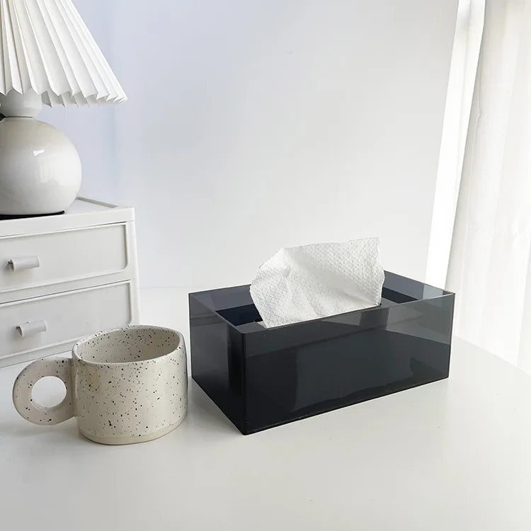 Iridescent Acrylic Tissue Box Holder Dispenser for Facial Tissue, Napkins, Dryer Sheet for Bathroom, Desks, Vanity, Bedroom