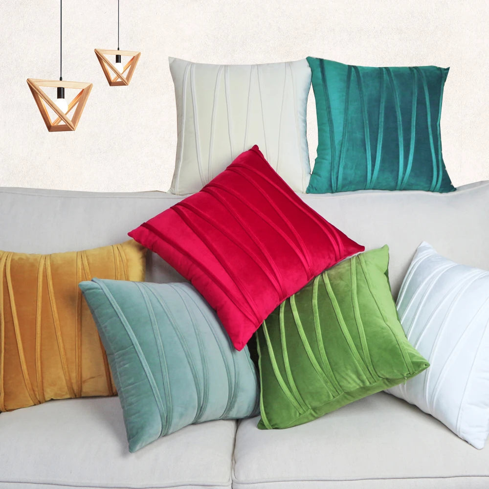 Velvet Striped Ultra Soft Cushion Cover 30X50 45X45 50X50cm Solid Color Square Moden Home Decoration Throw Pillowcase
