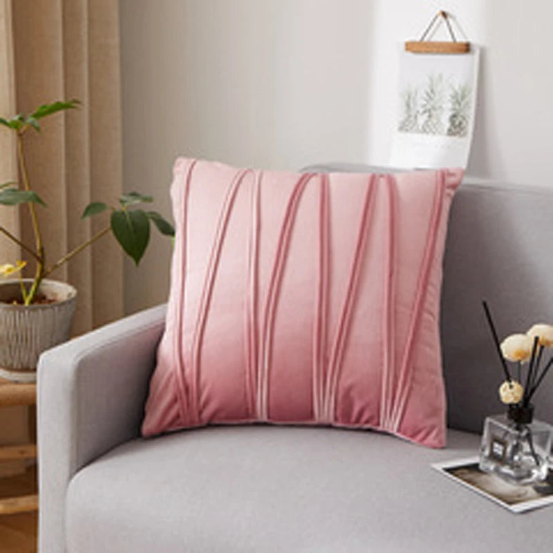 Velvet Striped Ultra Soft Cushion Cover 30X50 45X45 50X50cm Solid Color Square Moden Home Decoration Throw Pillowcase