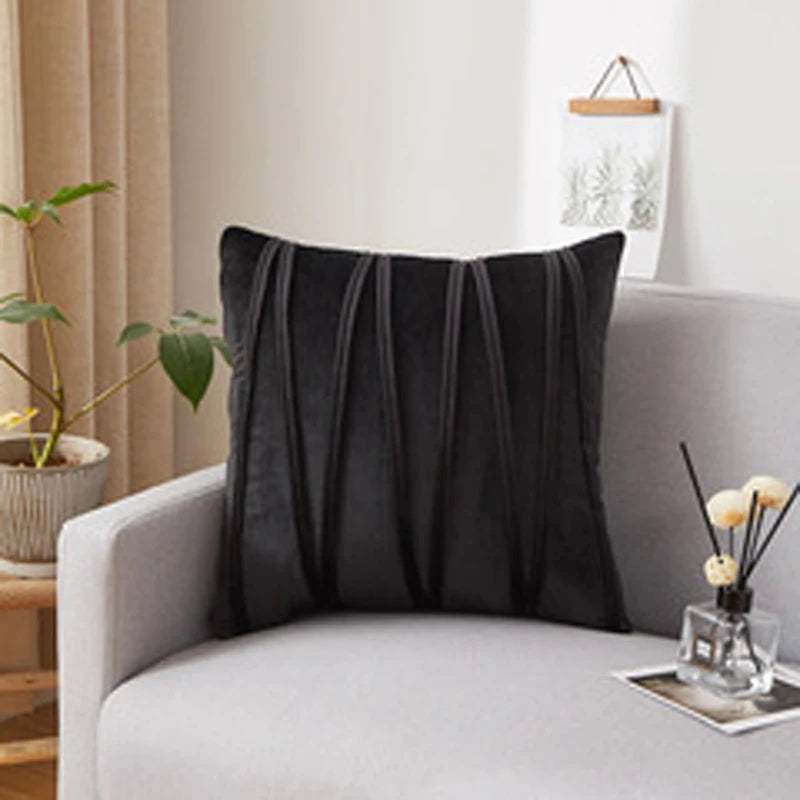 Velvet Striped Ultra Soft Cushion Cover 30X50 45X45 50X50cm Solid Color Square Moden Home Decoration Throw Pillowcase