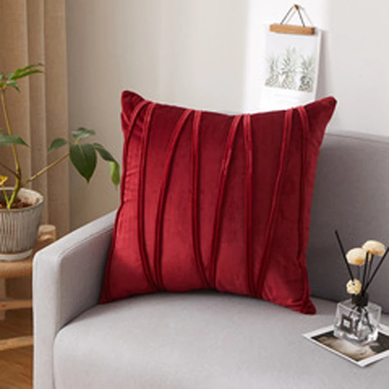 Velvet Striped Ultra Soft Cushion Cover 30X50 45X45 50X50cm Solid Color Square Moden Home Decoration Throw Pillowcase