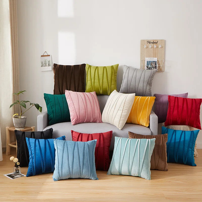 Velvet Striped Ultra Soft Cushion Cover 30X50 45X45 50X50cm Solid Color Square Moden Home Decoration Throw Pillowcase