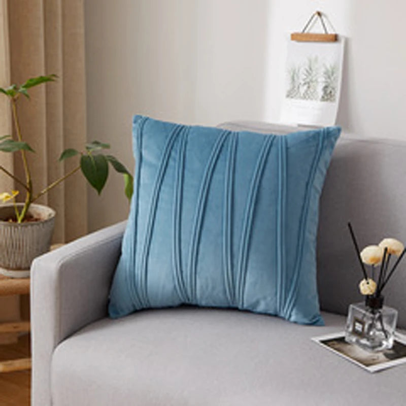 Velvet Striped Ultra Soft Cushion Cover 30X50 45X45 50X50cm Solid Color Square Moden Home Decoration Throw Pillowcase