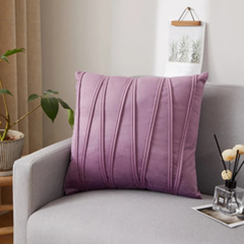 Velvet Striped Ultra Soft Cushion Cover 30X50 45X45 50X50cm Solid Color Square Moden Home Decoration Throw Pillowcase