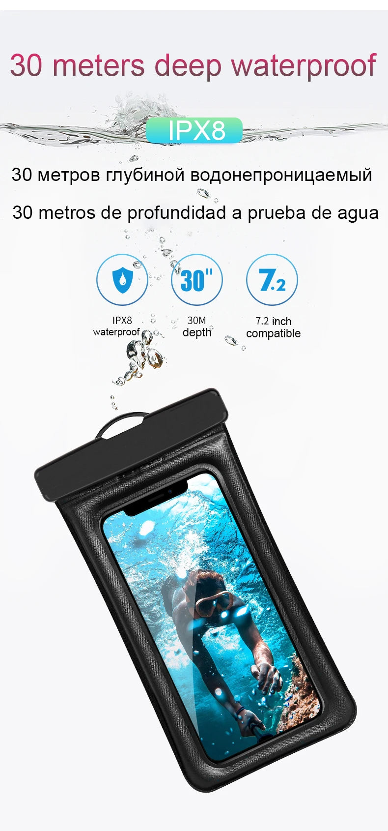 Chromacart Waterproof Phone Case Swimming Water Proof Bag Universal Underwater Phone Protector Pouch Cover For iPhone 16 15 Pro Max Samsung™