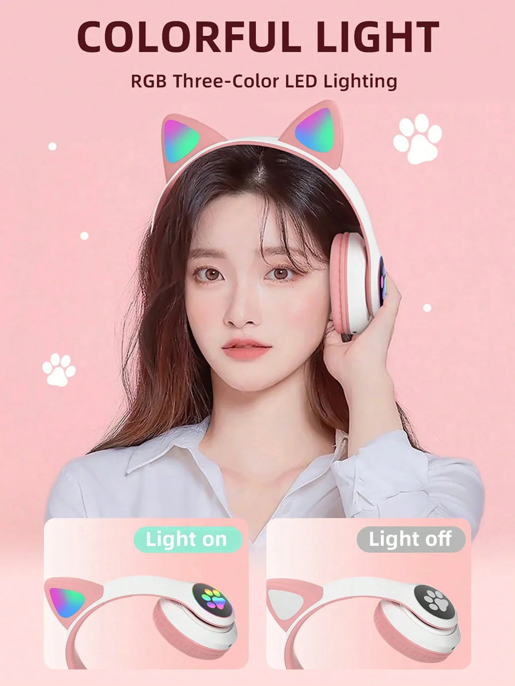 Chromacart KittyGlow™ LED Wireless Headphones for Kids