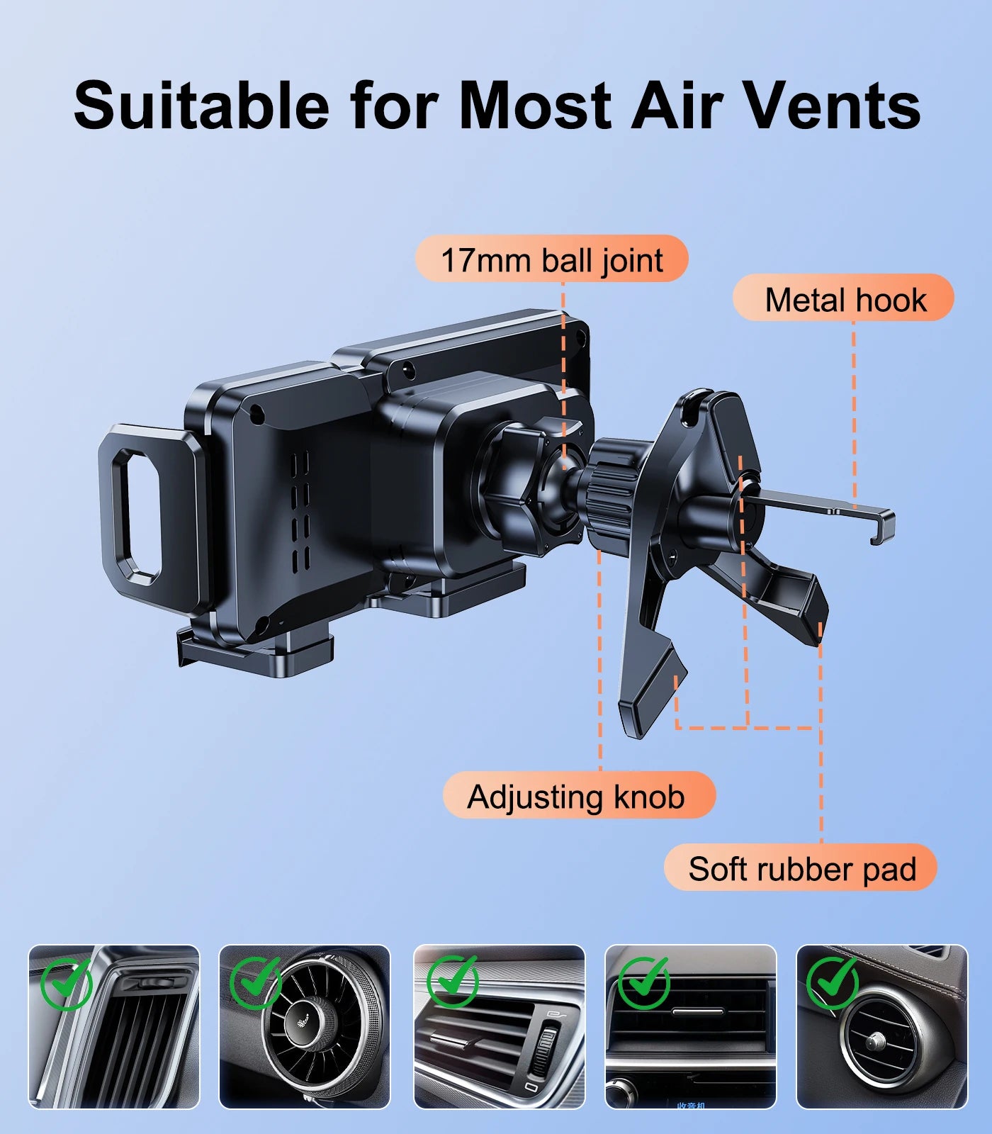 Chromacart Hipacool Wireless Charger 15W Fold Screen Phone Stand Fast Charging Car Air Vent Phone Holder for Samsung Fold 7 6 iPhone 17 16™