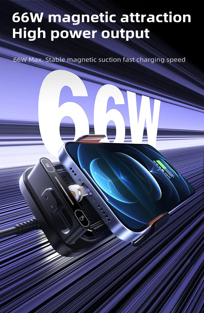 Chromacart HONGYUE 2025 new SD13 Car mobile phone holder 15W wireless charging. 66W magnetic charging head. All mobile phones can be used™