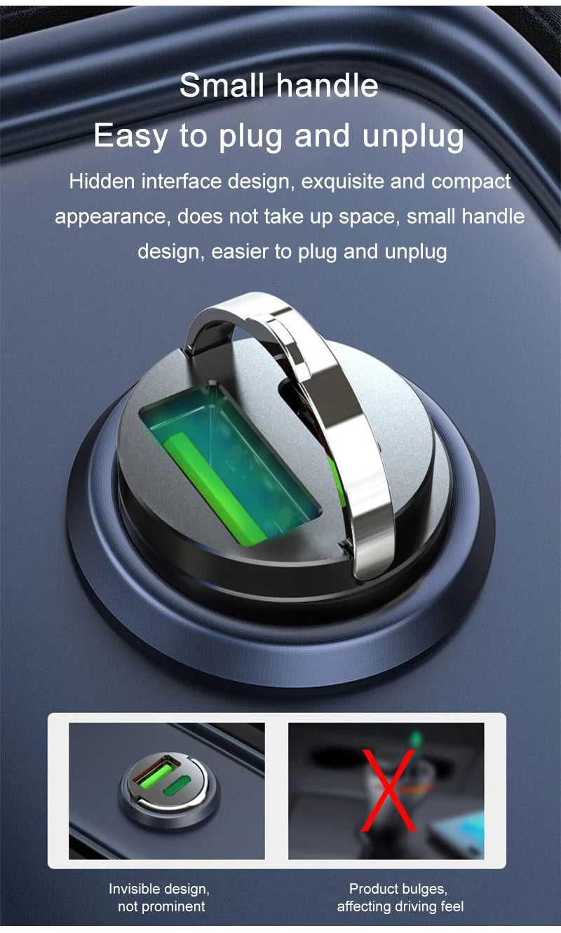 Chromacart 2025 Mini 100W PD QC Pull Ring Fast Charging Car Charger USB C Car Phone Charger Adapter For iPhone Xiaomi Samsung Huawei™