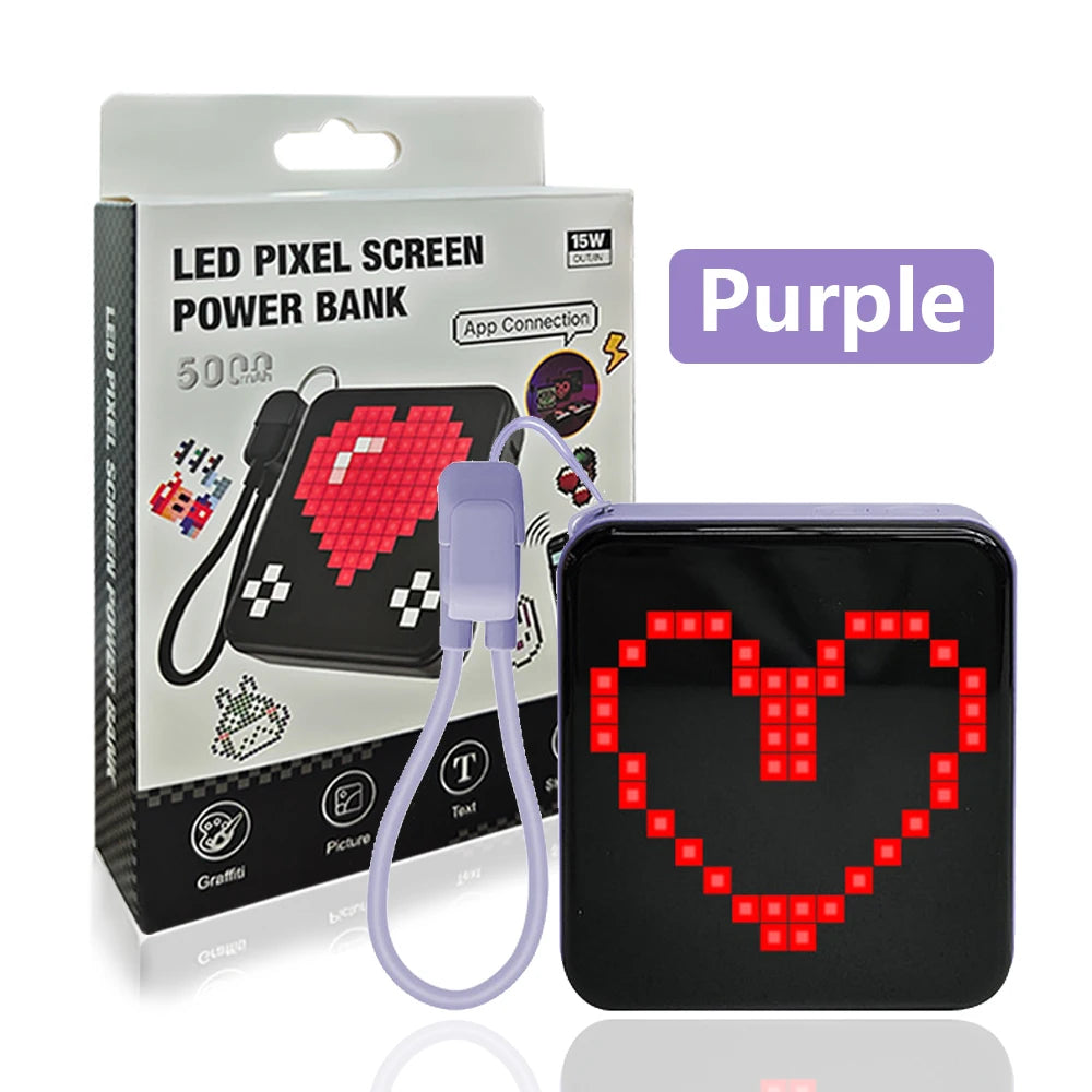 Chromacart PixelCharge LED Display Power Bank (5000mAh, App-Controlled)