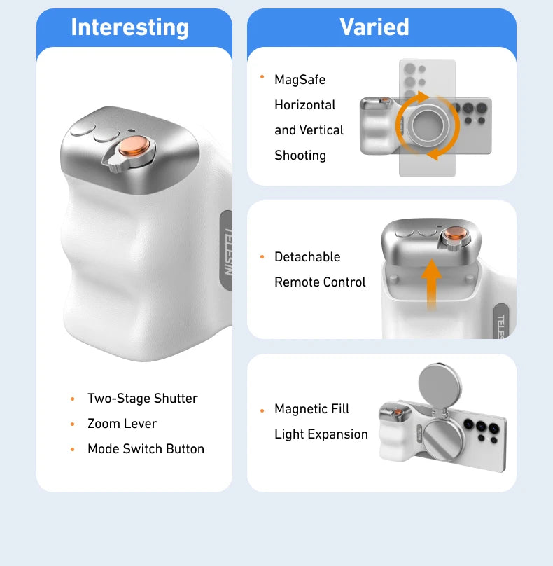 Chromacart Premium TELESIN Magnetic Phone Camera Shoot Hand Grip Phone Holder Shooting Aid Remote Control Handle for Iphone HUAWEI SAMSUNG Phone