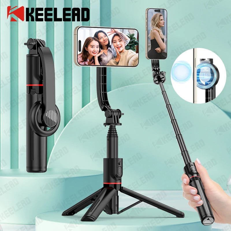 Chromacart KEELEAD Magnetic Selfie Stick with Bluetooth Remote Magsafe Cellphone Tripod Stand for iPhone 14 13 12 Pro Max Vertical Shooting™