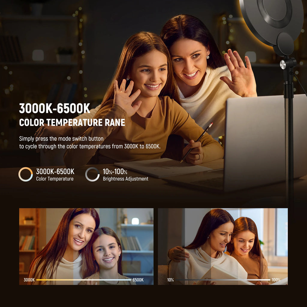 Chromacart NEEWER Basics 7" Desk Ring Light for Video Recording, 10W Dimmable Full Screen Key Lighting for iPhone Computer Laptop™