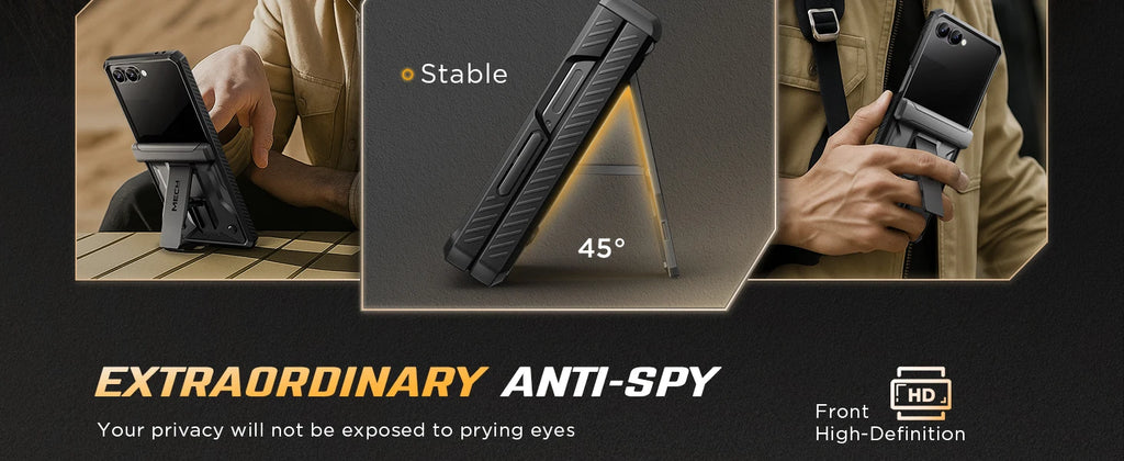 Chromacart For Galaxy Z Flip 7 Case with Kickstand & 360° Rotatable Belt-Clip Built-in Privacy Screen Protector Hinge Protection Phone Case™