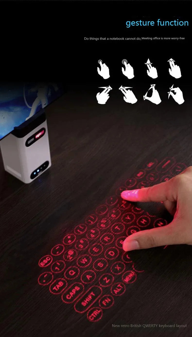 Chromacart Premium Bluetooth Wireless Laser Projection Virtual Keyboard As Phone Holder Can Power Phone Touch Air Typing Keyboard For Android IOS