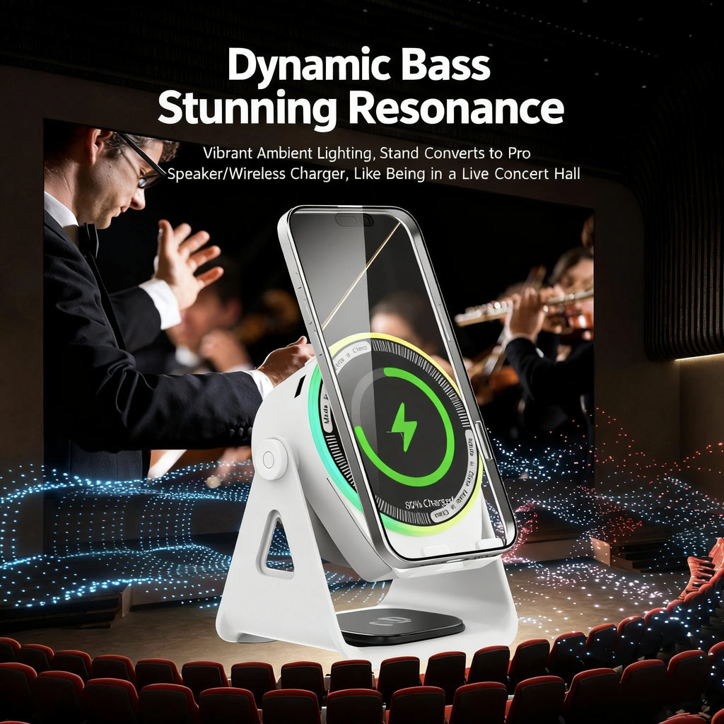 Chromacart Premium Wireless Charging Bluetooth Sensing Intelligent Stand Integrated Strong Support Desktop Speaker