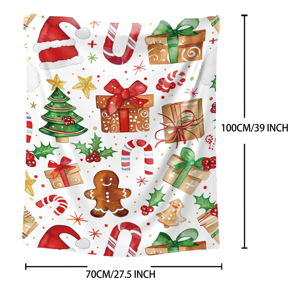 Christmas Themed Knitted Flannel Throw Blanket - 100% Polyester Soft and Comfortable Quilted Bedding, Sofa, Office, Gift