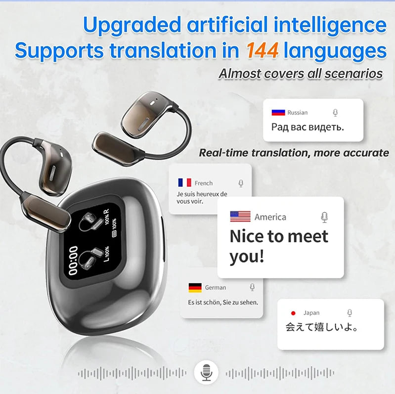 Chromacart LinguaPods™ AI Translation Earbuds with Smart LCD Touch Screen