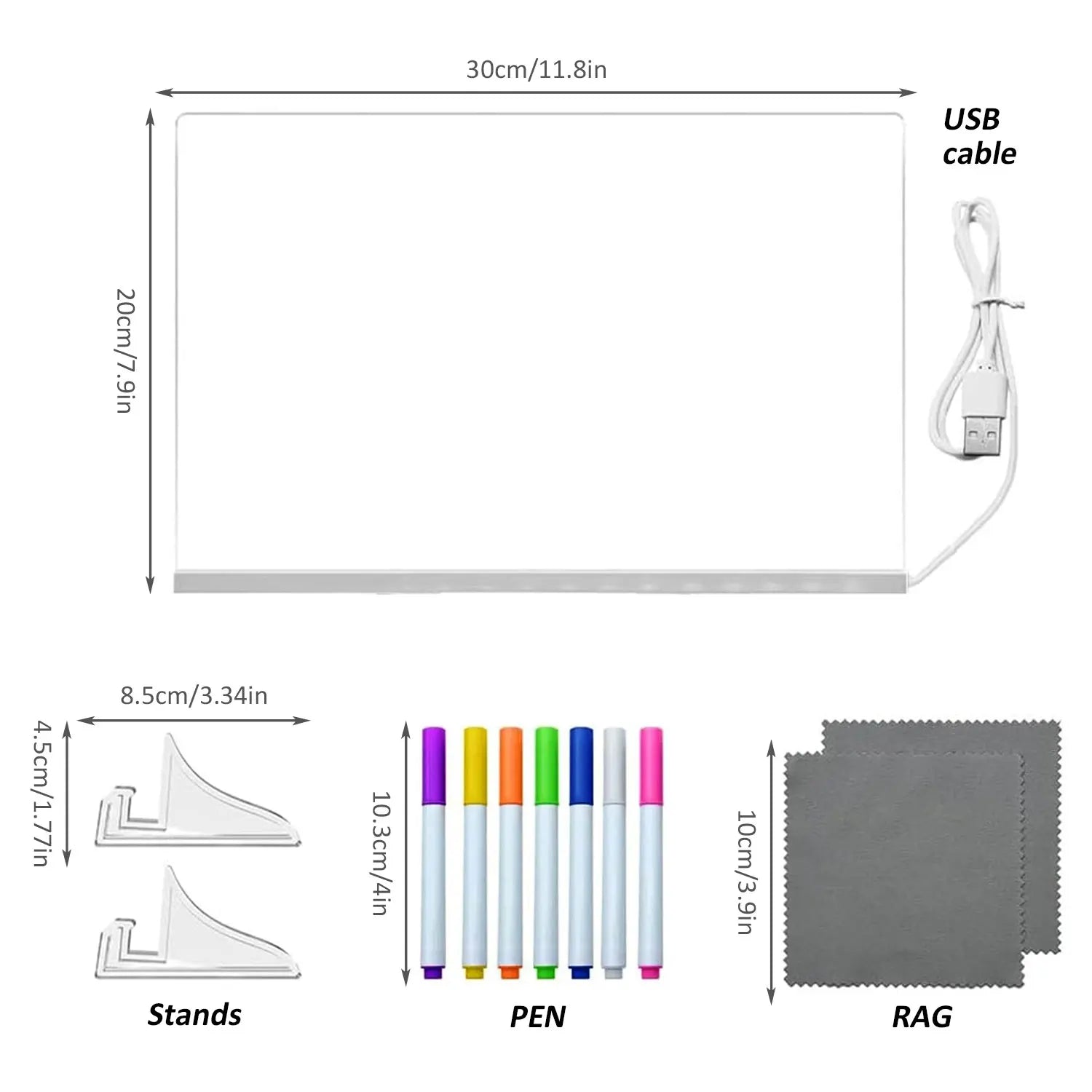 LED Light Up Drawing Board-7 Colors Glow in Dark Acrylic Dry Erase Message Tabletop Board for Kids Adults,Birthday Festival Gift