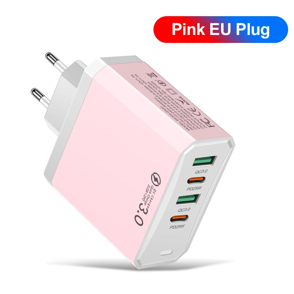 Chromacart Total 100W 4 in 1 2 USB 2 Type C Quick Charging Fast Wall Charger For iPhone Samsung Xiaomi Huawei Oppo Mobile Phone Adapter™