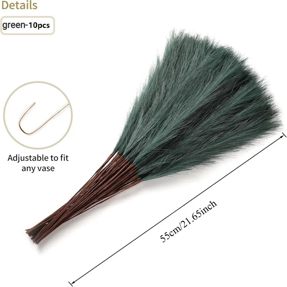 10pcs Pampas Grass 55cm/22inch Faux Pampas Grass Decor for Room Wedding Party Decoration