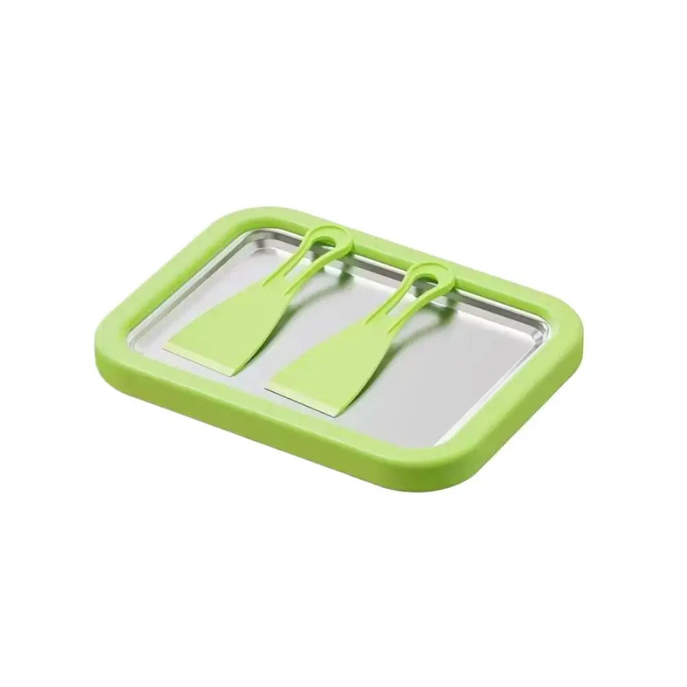 Ice Cream Maker Pan with 2 Scrapers Ice Cream Maker Plate Multifunctional Cold Sweet Fried Food Plate Rolled Ice Cream Maker