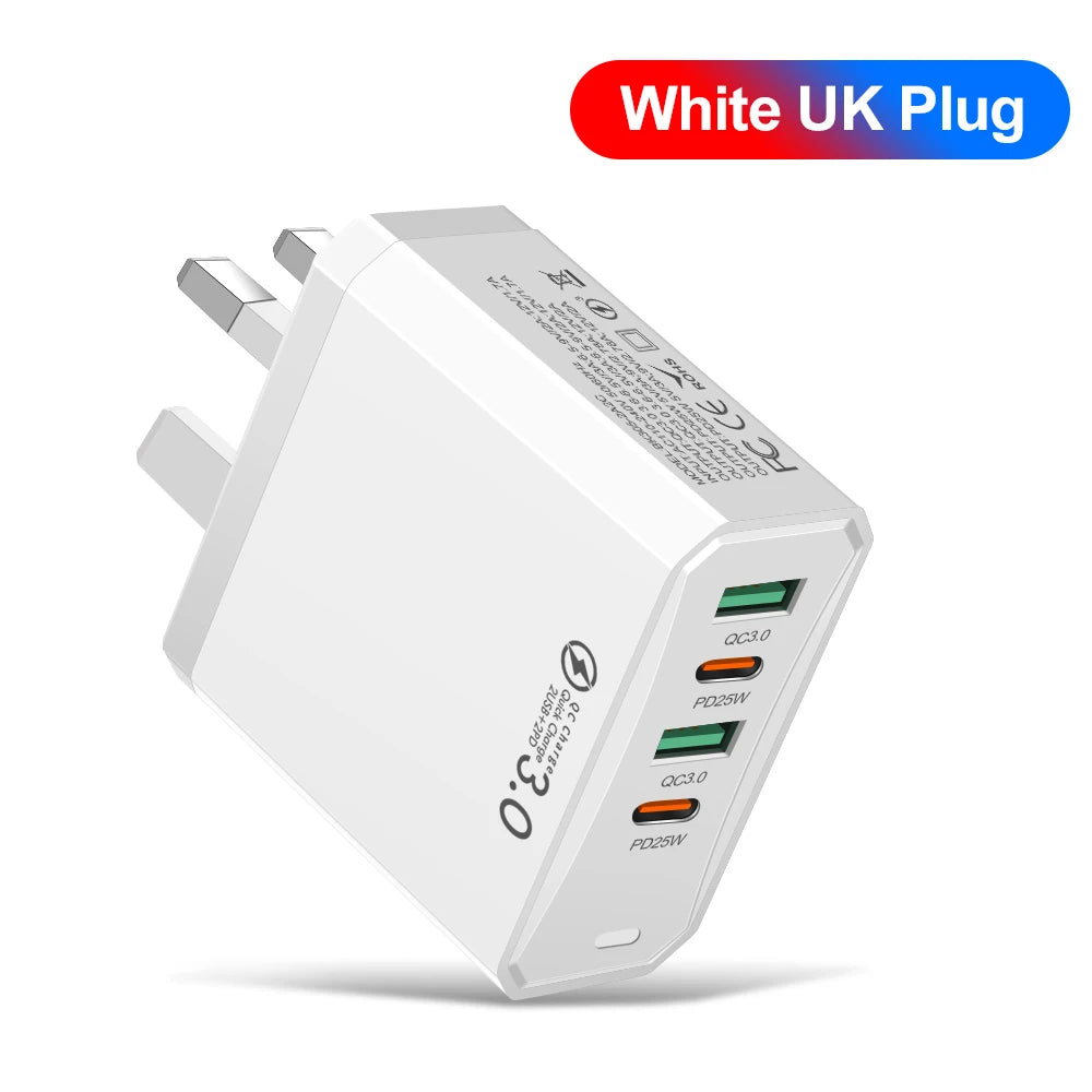 Chromacart Total 100W 4 in 1 2 USB 2 Type C Quick Charging Fast Wall Charger For iPhone Samsung Xiaomi Huawei Oppo Mobile Phone Adapter™