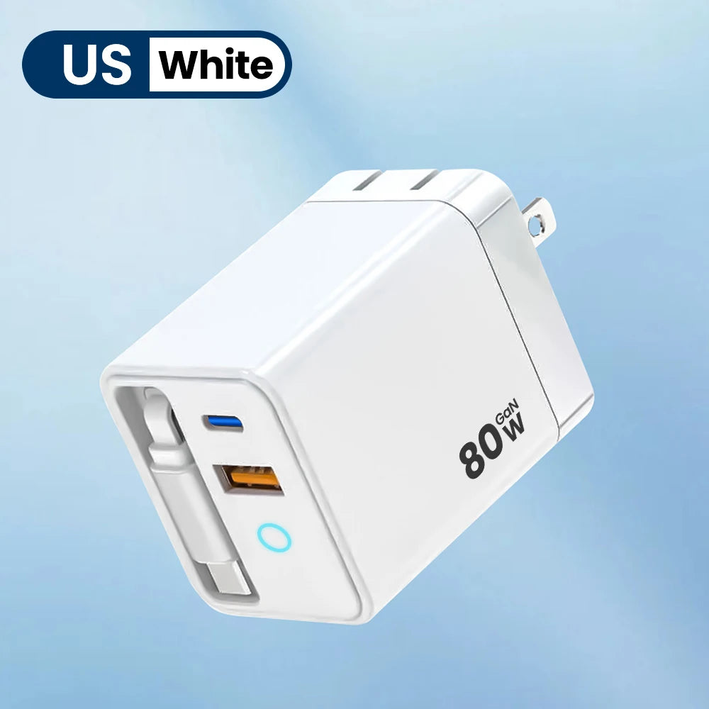 Chromacart Elough 80W Gallium Nitride Charger Scalable Data Cable for Iphone Huawei A+C Full Protocol Multi Port Charging Head™