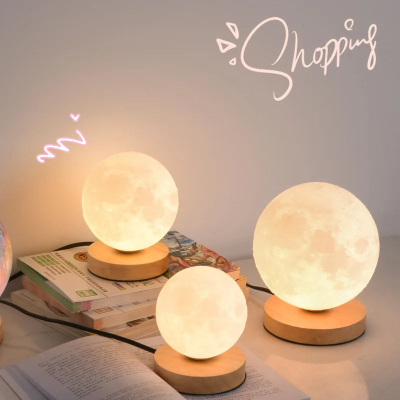 3D Moon Lamp Bedroom Bedside Table Lamp USB Plug Night Lights Lamps for Living Room Stand Light Decor Home