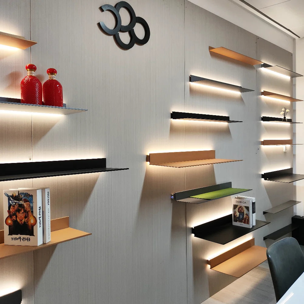 Solid Aluminum Alloy Shelves Industrial Wall-Mounted Set Of 3 Wall Shelves Metal Wall Decor Floating Shelves