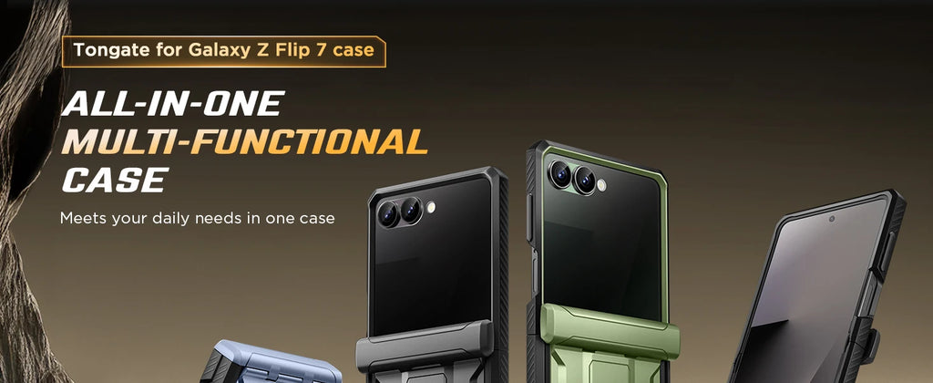 Chromacart For Galaxy Z Flip 7 Case with Kickstand & 360° Rotatable Belt-Clip Built-in Privacy Screen Protector Hinge Protection Phone Case™