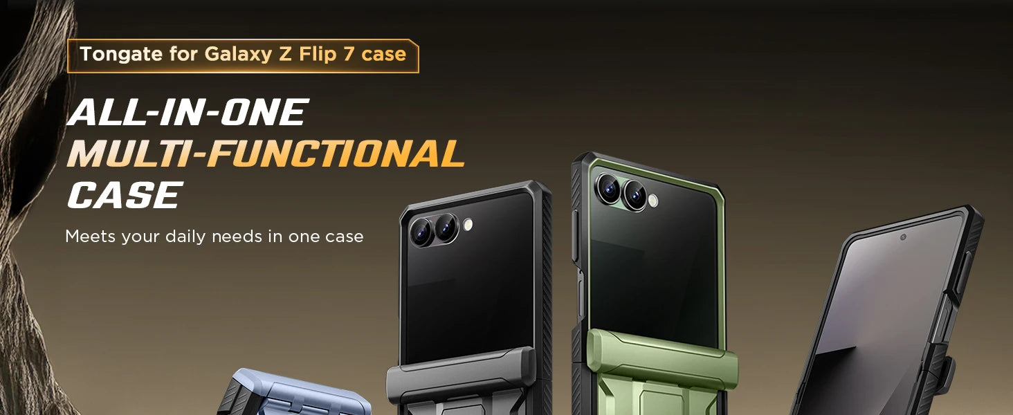 Chromacart For Galaxy Z Flip 7 Case with Kickstand & 360° Rotatable Belt-Clip Built-in Privacy Screen Protector Hinge Protection Phone Case™