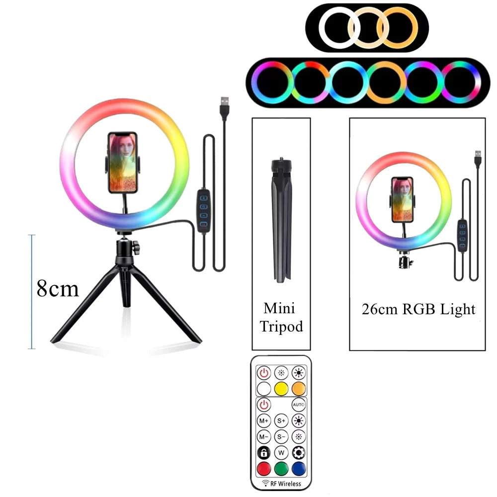 Chromacart RGB Ring Light Lamp Ring Round With Remote Control For Smartphone Mobile Led Video Light Ring Make Youtube Photographic Lighting™