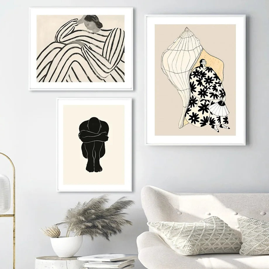 Modern Minimalist Wall Art Line Girl Body Abstract Bohemian HD Canvas Poster Print Home Bedroom Living Room Decoration