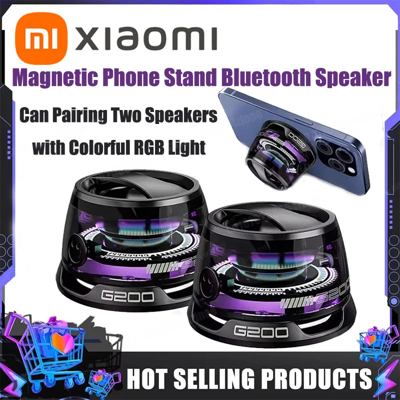 Chromacart Premium Xiaomi Portable Bluetooth Speaker G200 RGB Lighting Magnetic Speaker BT5.3 Mini Sound Box 7 Hours Playback Phone Holder