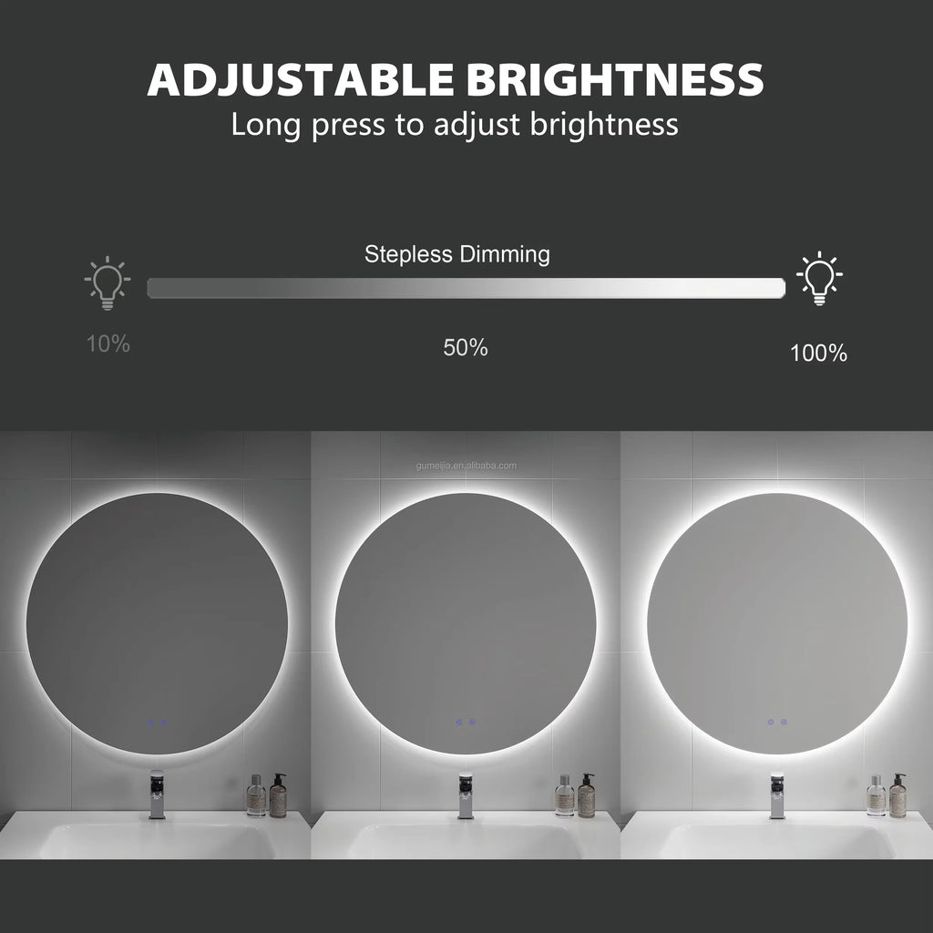 Modern LED Wall Mounted Semi-Circular Asymmetrical Mirror for Salon Hotel Bathroom Bedroom & Living Room Graphic Design Solution