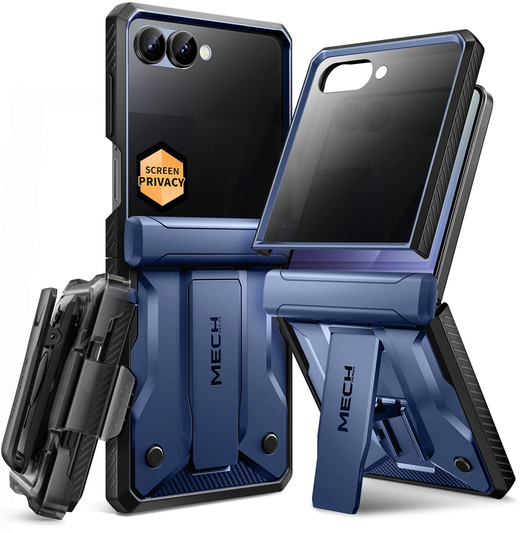 Chromacart For Galaxy Z Flip 7 Case with Kickstand & 360° Rotatable Belt-Clip Built-in Privacy Screen Protector Hinge Protection Phone Case™