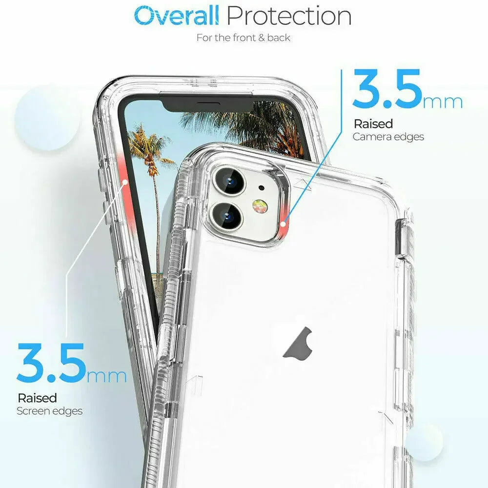 Chromacart 3IN1 Hybrid Heavy Duty Armor Full Body Transparent Case for IPhone 17 16 15 14 13 12 11 Pro Max Ott Case Box Shockproof Cover™