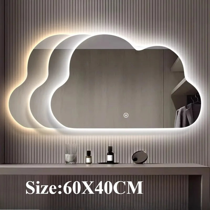 Wall Mount Decorative Mirrors Cloud Glass Mirrors for Makeup Dressing Table Mirror with Led Lighting Bathrooms Decorations
