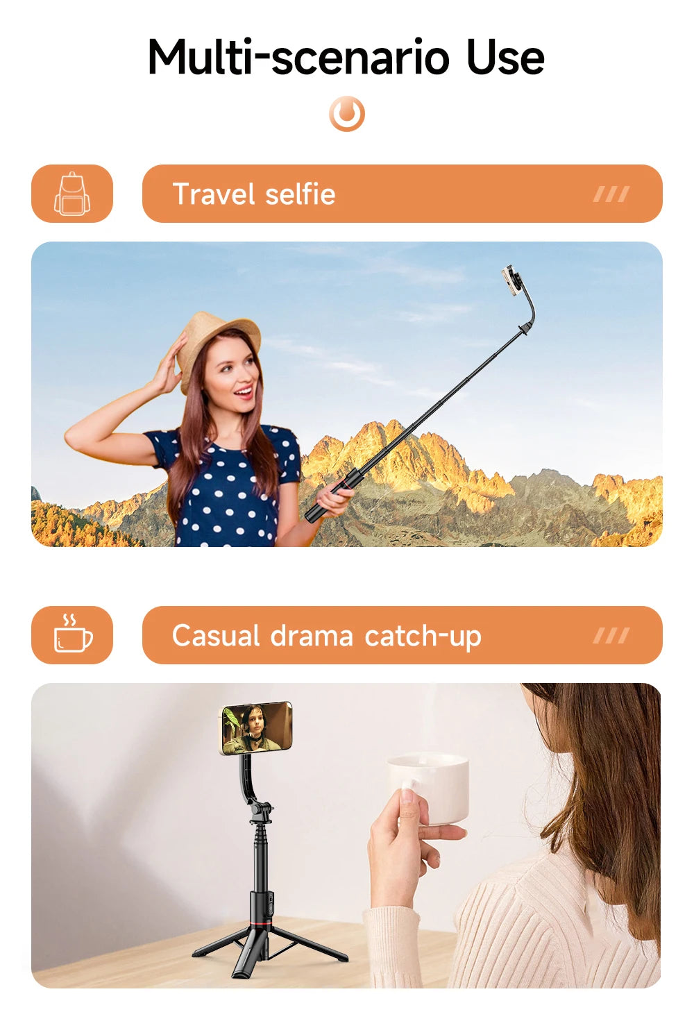 Chromacart KEELEAD Magnetic Selfie Stick with Bluetooth Remote Magsafe Cellphone Tripod Stand for iPhone 14 13 12 Pro Max Vertical Shooting™