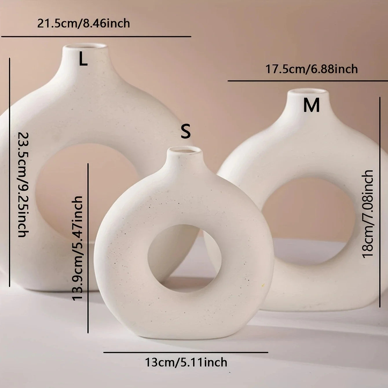 1PC-Elegant Ceramic Frosted Circular Donut Vase - Modern Minimalist Decor, Perfect for Flower Arrangement and Home Decoration