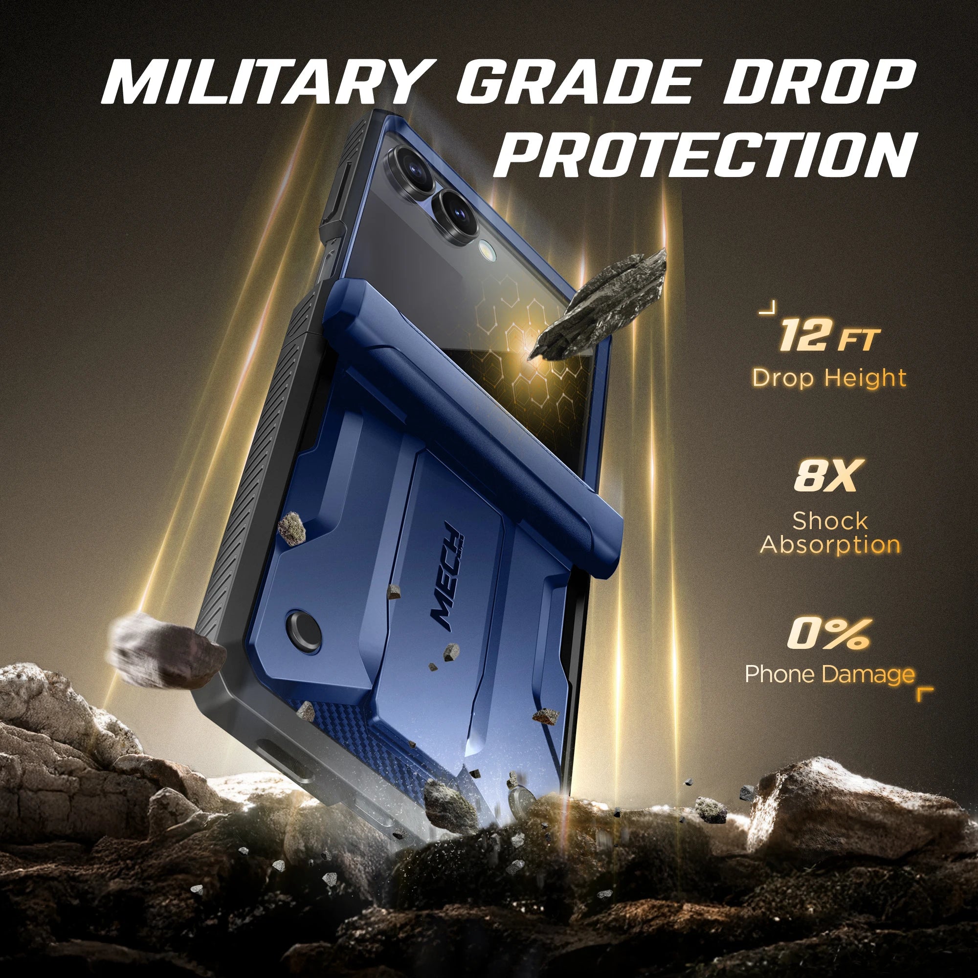 Chromacart For Galaxy Z Flip 7 Case with Kickstand & 360° Rotatable Belt-Clip Built-in Privacy Screen Protector Hinge Protection Phone Case™