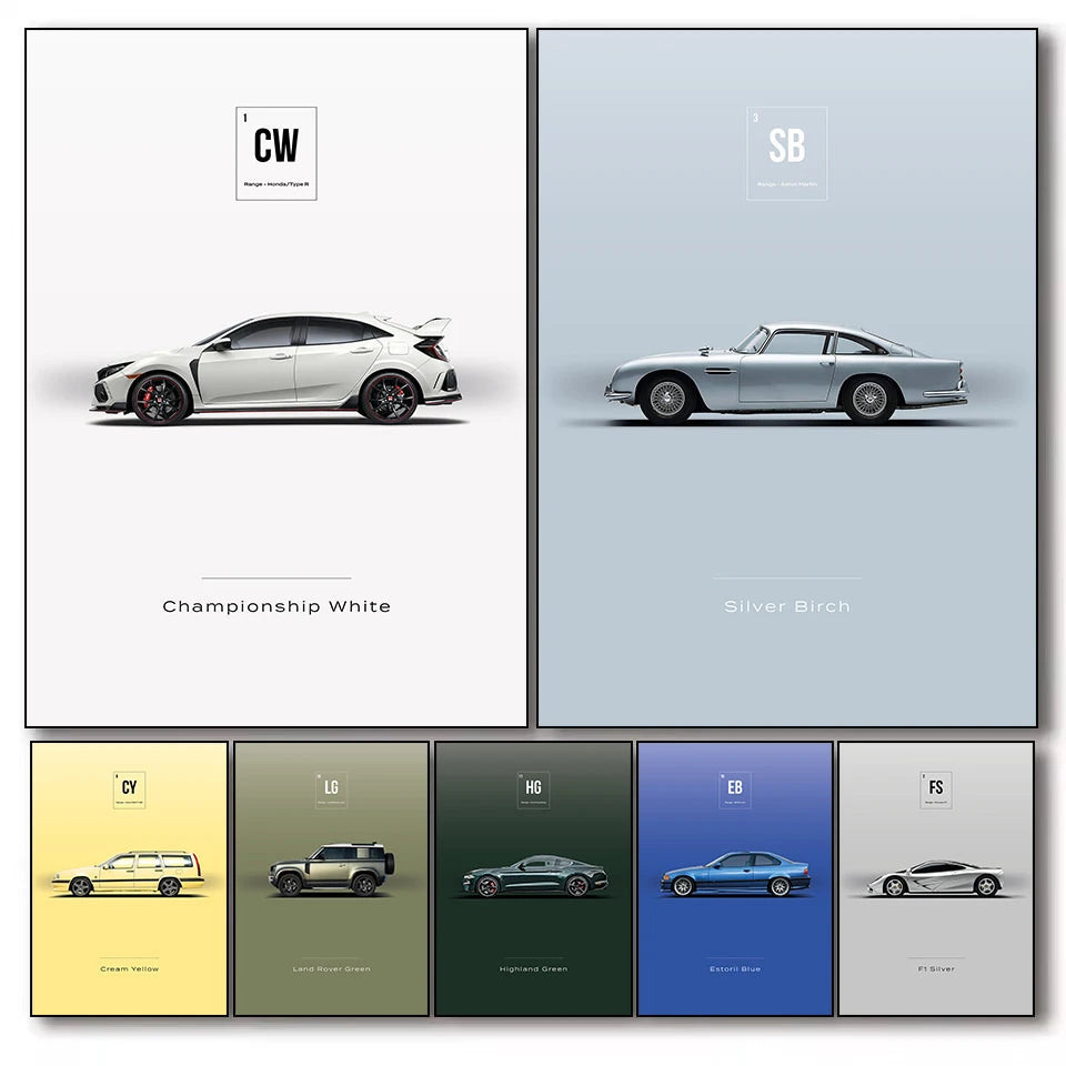 Minimalist Car Series Poster Print Canvas Art Pictures Home for Living Room and Bedroom Modern Wall Decor Frameless Painting