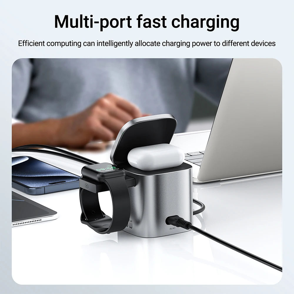 Chromacart ACEFAST 6 in 1 Multifunction 15W Magnetic Wireless Charging Station For iPhone 16 15 GaN PD65W Charging Cube USB C Fast Charging™