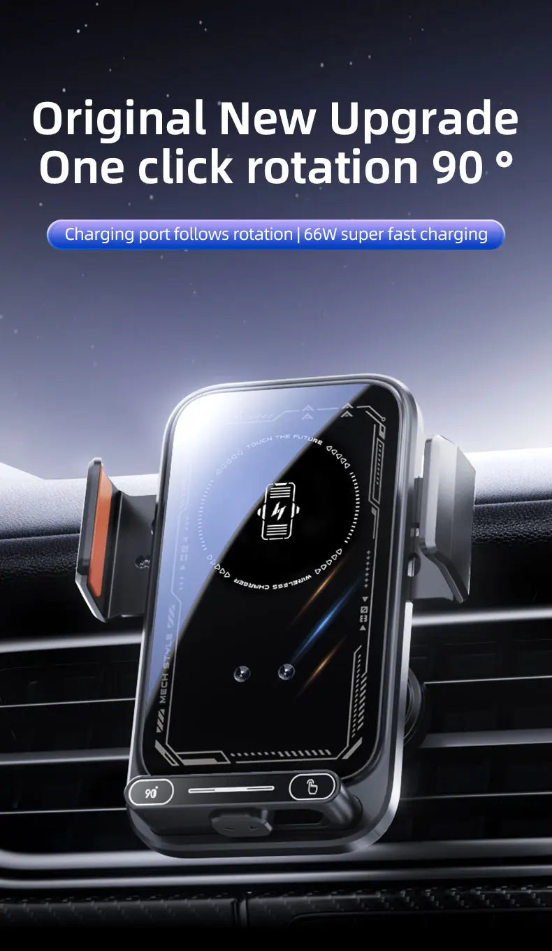 Chromacart HONGYUE 2025 new SD13 Car mobile phone holder 15W wireless charging. 66W magnetic charging head. All mobile phones can be used™