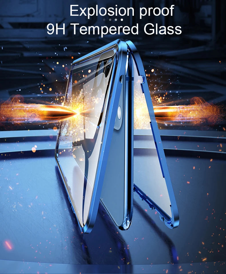 Chromacart 360 Double Sided Magnetic Adsorption Metal Case for iPhone 17 16 15 14 13 12  Pro Max Glass Cover Camera Lens Protector Film™