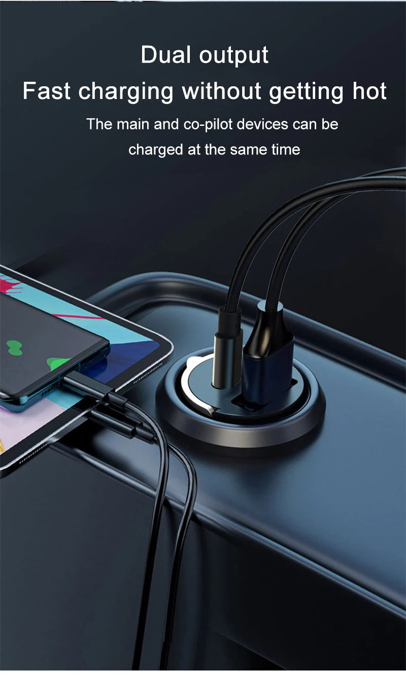 Chromacart 2025 Mini 100W PD QC Pull Ring Fast Charging Car Charger USB C Car Phone Charger Adapter For iPhone Xiaomi Samsung Huawei™