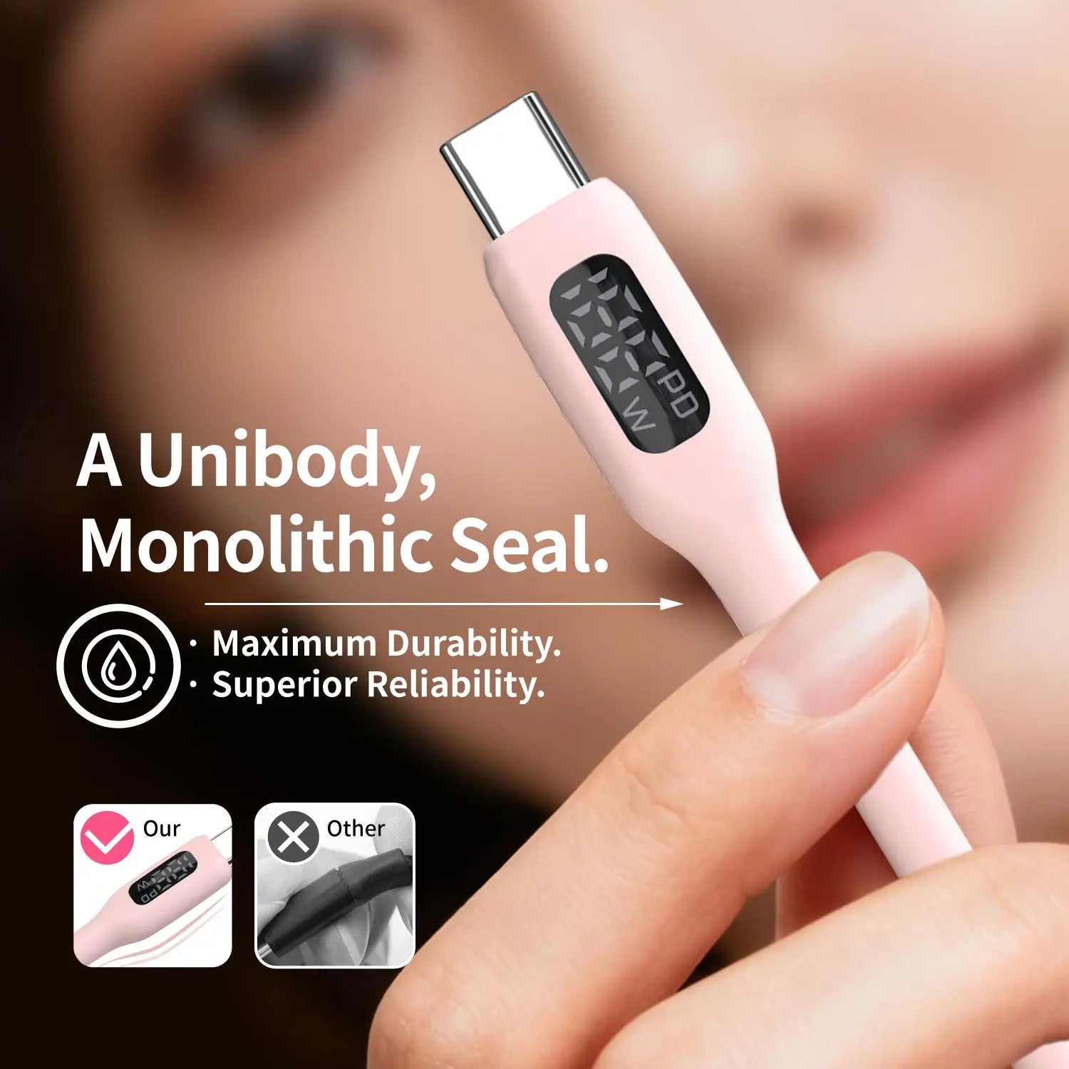 Chromacart 100W USB C Fast Charging Cable , Super Flexible Silicone Charger Cable Pink, for Phone Tablet Laptop™